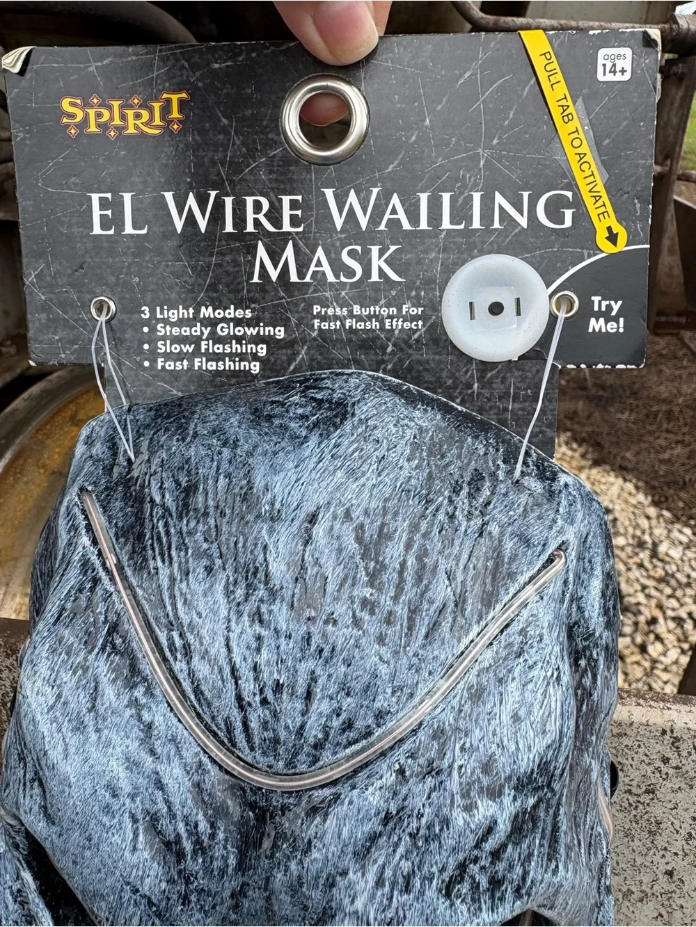 Spirit EL Wire Wailing Full Mask LED Light-Up Gray/Black Halloween 1 Size 14&up